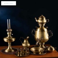 خرید آنلاین، سماور زغالی برنجی 6 لیتری طرح جام، دارای روکش نانو رنگ ثابت و غیرقابل تغییر، با قیمتی مناسب | چترزندگی