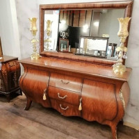خرید آنلاین، آینه کنسول معرق کاری شده از جنس مازول دارای 3 عدد کشو وسط، کیفیت رنگ و بدنه عالی، زیر قیمت بازار | چترزندگی
