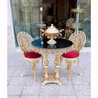 خرید آنلاین، ناهارخوری 2 نفره  طرح بوته ای با رنگ ثابت، عرض 60 و 70 جنس آلیاژ آلومنیوم آبکاری برنز، دارای گارانتی، قیمت مناسب | چترزندگی