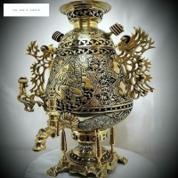 خرید آنلاین، سماور زغالی 6 لیتری لوکس برنجی مدل جام، با قلمزنی برجسته و پر نقش با ضخامت بالای بدنه، زیر قیمت بازار | چترزندگی