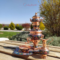 خرید آنلاین، سرویس زیبای سماور مس و پرداز ۵ تکه، نقاشی دست، کیفیت عالی مناسب برای دکوری، زیر قیمت بازار | چترزندگی