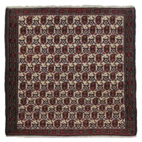 خرید آنلاین، فرش دستباف سنندج کد 37102 در طرح بته با زمینه کرم و حاشیه سرمه ای مدل پشتی، زیر قیمت بازار | چترزندگی