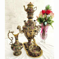خرید آنلاین، سرویس سماور 7 لیتری برنزی میناکاری شده، مدل روسی، سنگین وزن، زیر قیمت بازار | چترزندگی