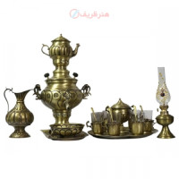 خرید، قیمت و مشخصات سرویس سماور زغالی برنجی ۲۰ پارچه ظرفیت 3/5 لیتر زیر قیمت بازار ، کیفیت عالی _ هنرظریف