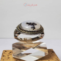 خرید آنلاین، انگشتر مردانه با نگین شجر تک درخت کلکسیونی همراه با رکاب نقره گوارسه و آبکاری طلا، با قیمت مناسب | چترزندگی