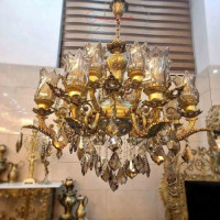خرید، قیمت و مشخصات لوستر آلومینیومی 16 لامپ، مدل جاردوبل، آلومینیوم درجه 1 با روکش برنز، بسیار زیبا و شیک، با ضمانت کیفیت _ هنرظریف