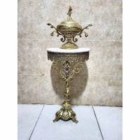 خرید آنلاین، میز تلفن پایه کمدی، جنس آلیاژ آلومینیوم با آبکاری برنج، دارای گارانتی ثبات رنگ، قیمت مناسب | چترزندگی