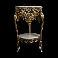 خرید، قیمت و مشخصات میز تلفن دو طبقه گرد تاج دار جنس آلومینیوم و رنگ ثابت _ هنرظریف