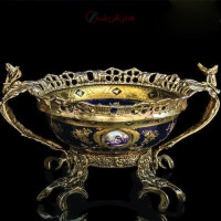 خرید، قیمت و مشخصات آجیل خوری برنزی دسته دار با طرح های سرمه ای رنگ کلاسیک _ هنرظریف