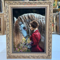 خرید آنلاین، تابلو فرش بافته شده با دست در تبریز، رنگبندی خاص، رج 50، مارکدار اصل و چله ابریشم،زیر قیمت بازار | چترزندگی