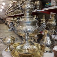خرید آنلاین، سرویس سماور ٦ لیتری برنجی زغالی قلمزنی دسه ماهی، قلمزنی ظریف و ماهرانه همراه با ورق ضخیم، با قیمت مناسب | چترزندگی