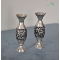 خرید آنلاین، گلدان قلم زنی جنس برنج و روکش نقره، با ماندگاری بالای رنگ و روکش کوره ای، با قیمت مناسب | چترزندگی