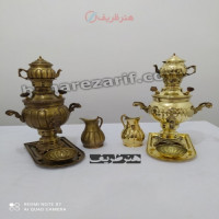 خرید آنلاین، سماور 1 لیتری زغالی برنجی با قلم زنی درجه یک در طرح خطی با ورق ضخیم، زیر قیمت بازار | چترزندگی