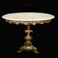 خرید، قیمت و مشخصات میز تلفن برنزی با رویه سنگی و بدنه طرح گل کیفیت عالی به قیمت تولیدی _ هنرظریف
