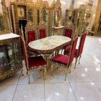 خرید قیمت و مشخصات میز ناهار خوری 6 نفره آلومینیومی مدل گل سرخ و سنگ مرمر با مناسب ترین قیمت _ هنرظریف