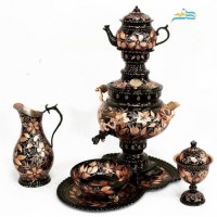 خرید آنلاین، سرویس سماور 6 لیتری مسی الماس تراش ورق مس ضخیم، با ثبات رنگ، کیفت بالا، زیر قیمت بازار | چترزندگی