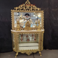 خرید آنلاین، آینه و بوفه تاج دار طرح نیمه گرد از جنس آلیاژ آلومنیوم، آبکاری شده با برنز، کیفیت عالی، قیمت مناسب | چترزندگی