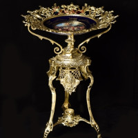 خرید، قیمت و مشخصات میوه خوری پایه دار کنار سالنی برنجی طرح سلطنتی طراحی شیک و زیبا _ هنرظریف