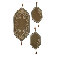 خرید آنلاین، رومیزی سه تکه مخمل سنگ دوزیB-14، حاشیه کاری شده ساده و زیبا، زیر قیمت بازار | چترزندگی