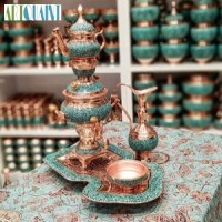 خرید آنلاین، سرویس سماور مس و فیروزه، فیروزه اصل نیشابور، با کیفیت عالی و به همراه ضمانت، با نقش و نگاری بسیار زیبا و چشم نواز، زیر قیمت بازار | چترزندگی