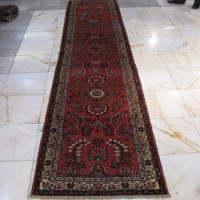 خرید آنلاین، فرش هنر دست ایرانی طاهرلو مهربان همدان لچک و ترنج، رنگ زمینه لاكي با حاشیه كرم کد ۳۸۹۸۱، به قیمت بازار | چترزندگی