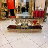 خرید، قیمت و مشخصات میز تلویزیون نیم گرد آلومینیومی، مدل گل سرخ، بسیار زیبا و شیک، آلومینیوم درجه 1 _ هنرظریف