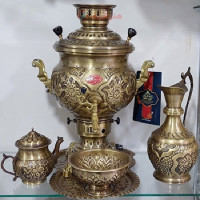 خرید، قیمت و مشخصات سرویس سماور 8 لیتری مهستان ورق ضخیم و قلمزنی گل و مرغ بسیار تماشایی، زیر قیمت بازار _ هنرظریف