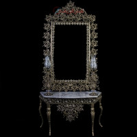 خرید، قیمت و مشخصات سرویس آینه کنسول 4 گوش طرح هخامنش جنس برنزی پرداخت کاری _ هنرظریف