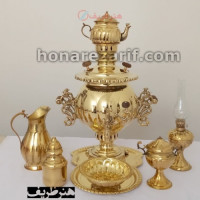خرید آنلاین، سرویس کامل سماور 6 لیتری زغالی برنجی، مدل شاهی دسته ماهی، بسیار زیبا سنگین وزن با کیفیت عالی، زیر قیمت بازار | چترزندگی