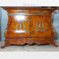 خرید، قیمت و مشخصات کنسول دو درب معرق کاری، اجرا شده با چوب روس و رنگ پولیشی درجه یک، زیر قیمت بازار | چترزندگی