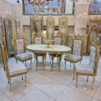 خرید، قیمت و مشخصات میز ناهارخوری 6 نفره روکش برنز، پارچه دارای رنگ بندی، امکان سفارش از 2 نفره به بالا، ورق ضخیم _ هنرظریف