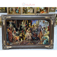 خرید تابلو فرش دستبافت، تابلو فرش دستبافت تاجر فرش چله ابریشم پر از ابریشم، زیر قیمت بازار، محصول تبریز _ هنرظریف