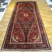 خرید آنلاین، فرش بافت دست تويسركان، نقشه زیبا در طرح لچک و ترنج، رنگ زمینه و حاشیه سرمه اي کد ۳۹۹۷۳، قیمت عالی | چترزندگی